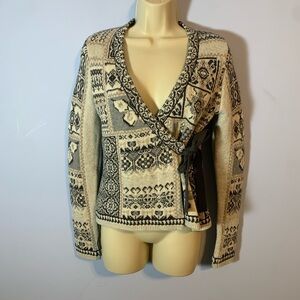 Odd Molly Wrap knit Cardigan 0 gray melange tan black nordic scandi fair isle